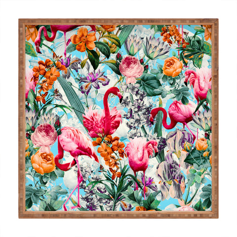 Burcu Korkmazyurek Floral and Flamingo VII Square Tray