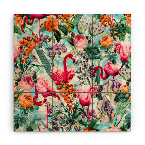 Burcu Korkmazyurek Floral and Flamingo VII Wood Wall Mural