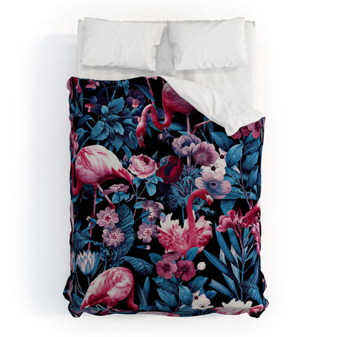 Burcu Korkmazyurek Floral and Flamingo VIII Duvet Cover