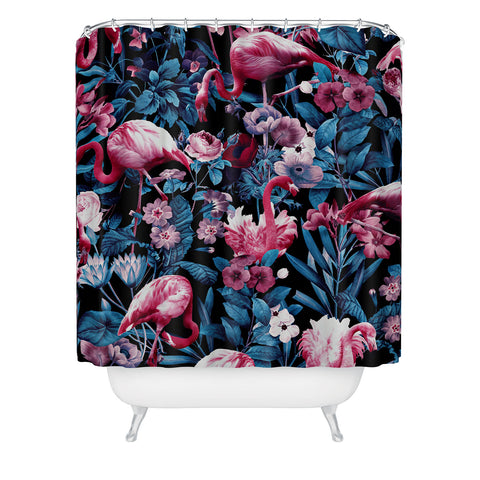Burcu Korkmazyurek Floral and Flamingo VIII Shower Curtain