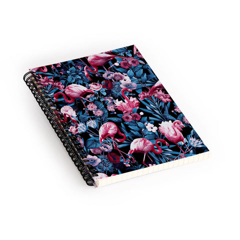 Burcu Korkmazyurek Floral and Flamingo VIII Spiral Notebook