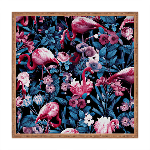 Burcu Korkmazyurek Floral and Flamingo VIII Square Tray