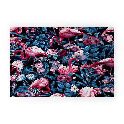 Burcu Korkmazyurek Floral and Flamingo VIII Welcome Mat