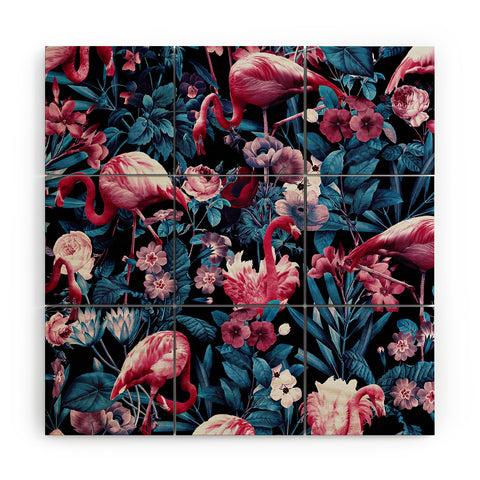 Burcu Korkmazyurek Floral and Flamingo VIII Wood Wall Mural