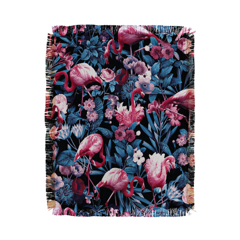 Burcu Korkmazyurek Floral and Flamingo VIII Throw Blanket