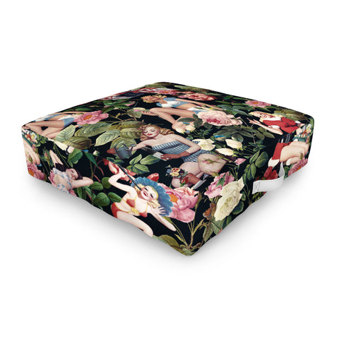 Burcu Korkmazyurek Floral and Pin Up Girls Outdoor Floor Cushion