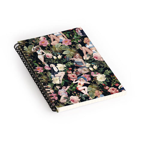 Burcu Korkmazyurek Floral and Pin Up Girls Spiral Notebook
