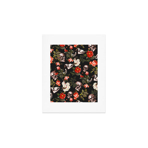 Burcu Korkmazyurek Floral and Skull Pattern Art Print