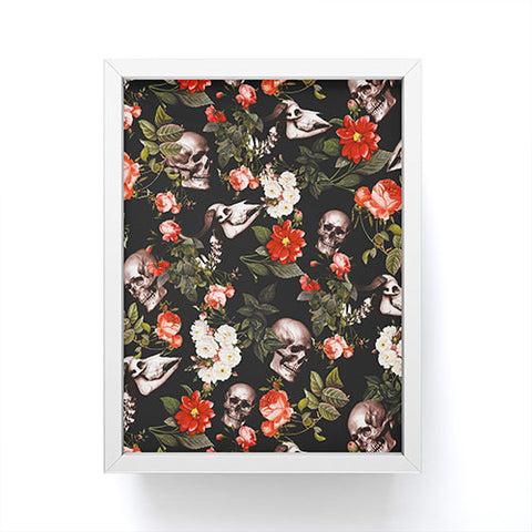Burcu Korkmazyurek Floral and Skull Pattern Framed Mini Art Print