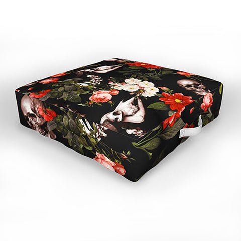 Burcu Korkmazyurek Floral and Skull Pattern Outdoor Floor Cushion