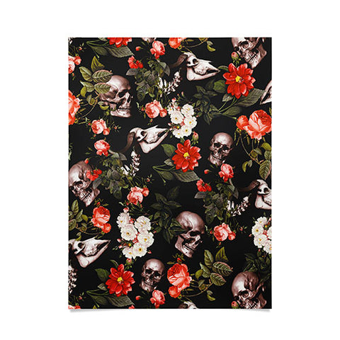 Burcu Korkmazyurek Floral and Skull Pattern Poster