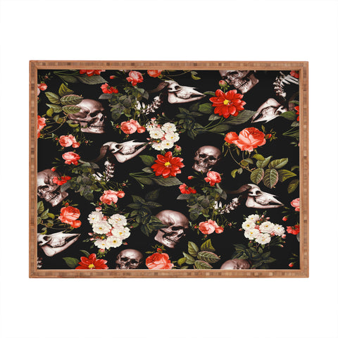 Burcu Korkmazyurek Floral and Skull Pattern Rectangular Tray