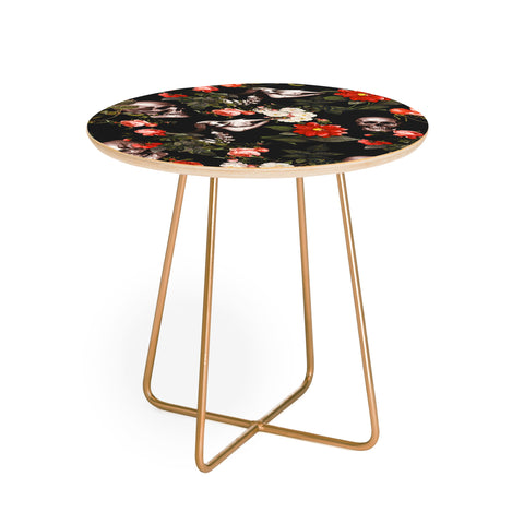 Burcu Korkmazyurek Floral and Skull Pattern Round Side Table