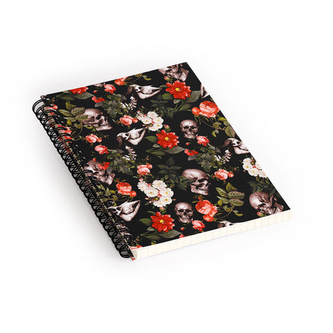 Burcu Korkmazyurek Floral and Skull Pattern Spiral Notebook