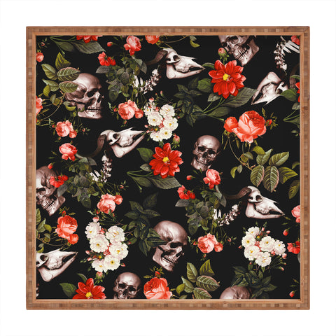 Burcu Korkmazyurek Floral and Skull Pattern Square Tray