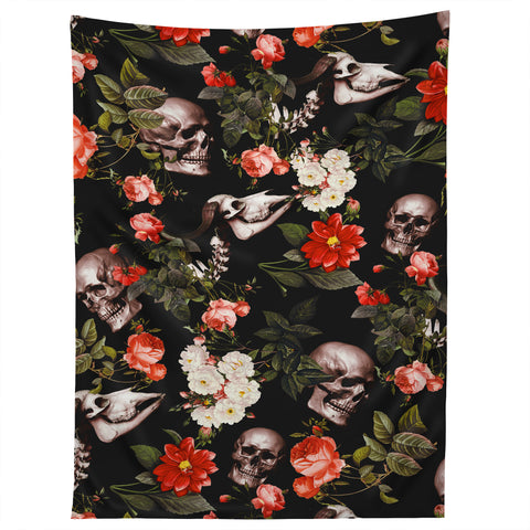 Burcu Korkmazyurek Floral and Skull Pattern Tapestry