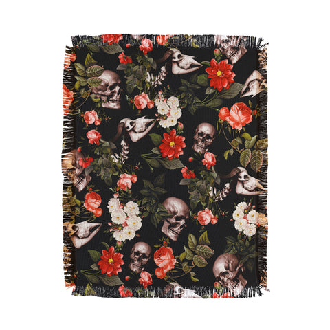 Burcu Korkmazyurek Floral and Skull Pattern Throw Blanket