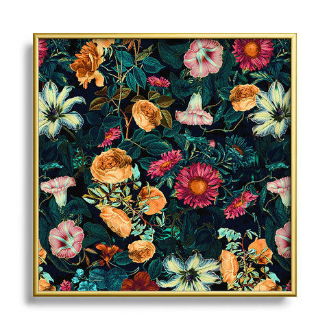 Burcu Korkmazyurek Floral Pattern Winter Garden Metal Square Framed Art Print