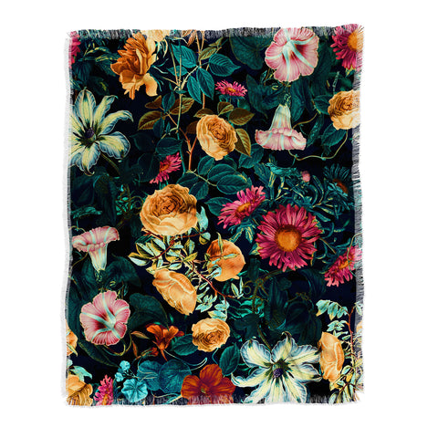 Burcu Korkmazyurek Floral Pattern Winter Garden Throw Blanket