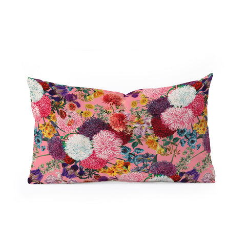 Burcu Korkmazyurek Floral Pink Pattern Oblong Throw Pillow
