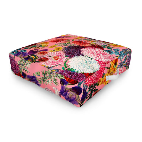 Burcu Korkmazyurek Floral Pink Pattern Outdoor Floor Cushion