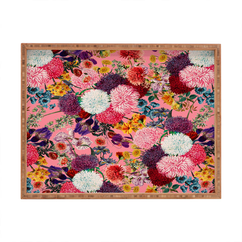 Burcu Korkmazyurek Floral Pink Pattern Rectangular Tray