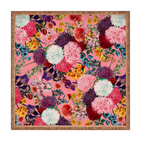 Burcu Korkmazyurek Floral Pink Pattern Square Tray