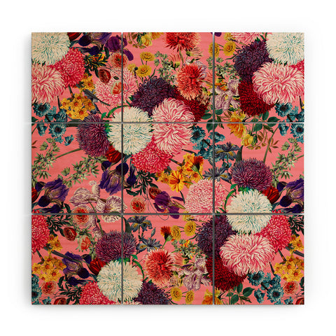 Burcu Korkmazyurek Floral Pink Pattern Wood Wall Mural