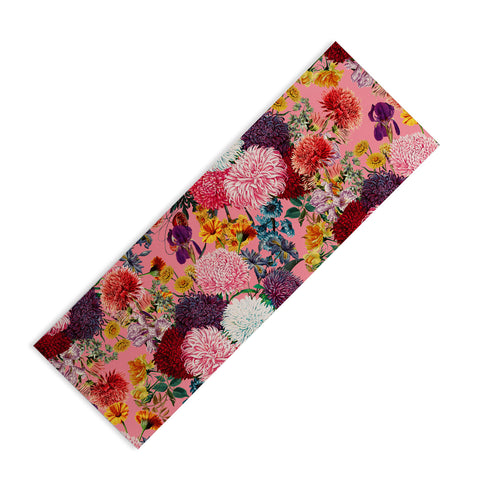 Burcu Korkmazyurek Floral Pink Pattern Yoga Mat