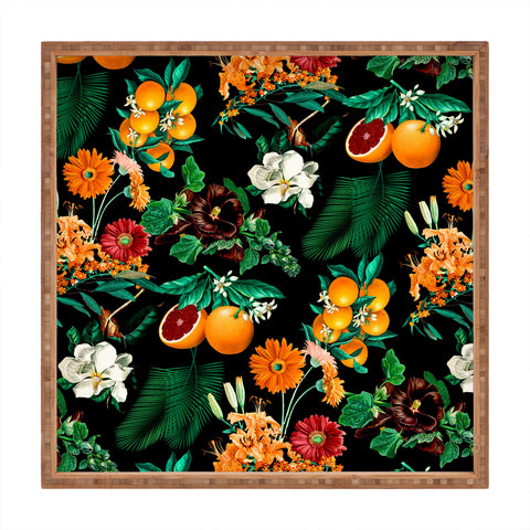 Burcu Korkmazyurek Fruit and Floral Pattern Square Tray