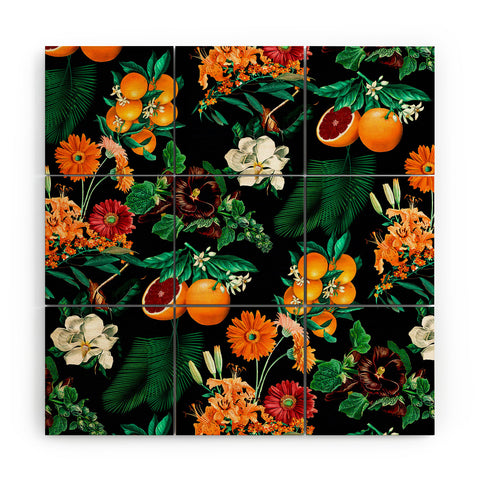 Burcu Korkmazyurek Fruit and Floral Pattern Wood Wall Mural
