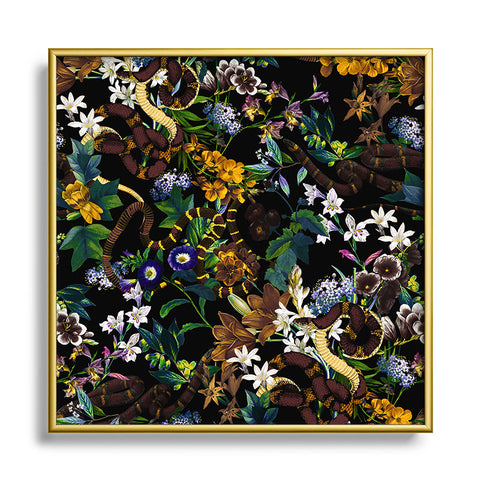 Burcu Korkmazyurek Garden and Snakes Metal Square Framed Art Print