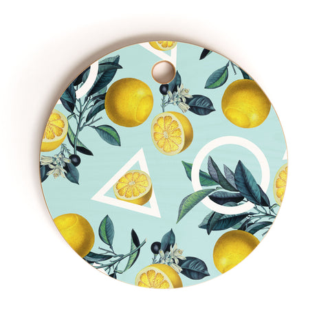 Burcu Korkmazyurek Geometric and Lemon III Cutting Board Round