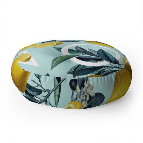 Burcu Korkmazyurek Geometric and Lemon III Floor Pillow Round