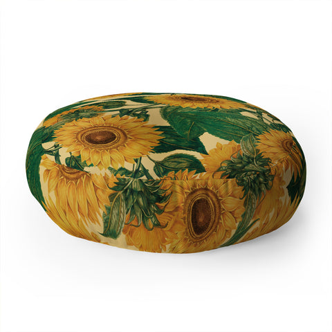 Burcu Korkmazyurek Helianthus Annuus Floor Pillow Round