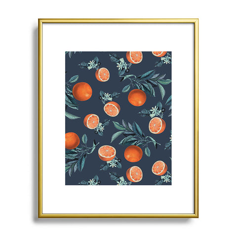 Burcu Korkmazyurek Lemon and Leaf Pattern VI Metal Framed Art Print