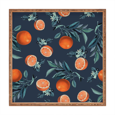 Burcu Korkmazyurek Lemon and Leaf Pattern VI Square Tray
