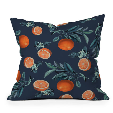 Burcu Korkmazyurek Lemon and Leaf Pattern VI Throw Pillow