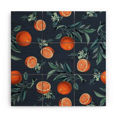 Burcu Korkmazyurek Lemon and Leaf Pattern VI Wood Wall Mural