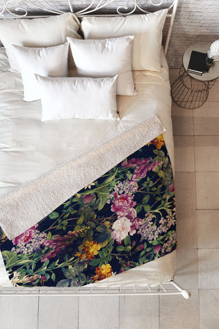 Burcu Korkmazyurek Midnight Forest VII Fleece Throw Blanket