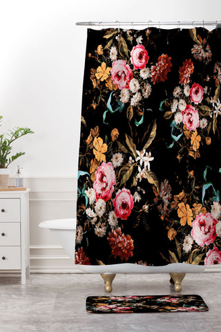 Burcu Korkmazyurek Midnight Garden IV Shower Curtain And Mat