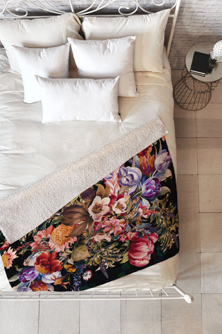 Burcu Korkmazyurek Midnight Garden VII Fleece Throw Blanket