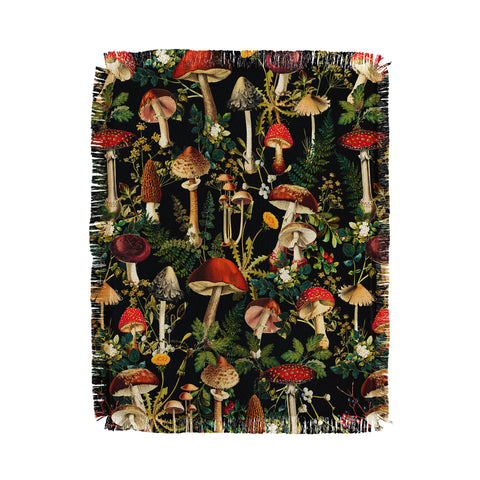 Burcu Korkmazyurek Mushroom Paradise Throw Blanket