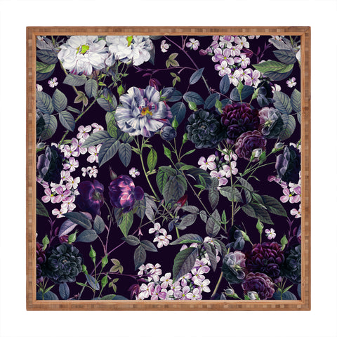 Burcu Korkmazyurek Rose Garden Night II Square Tray