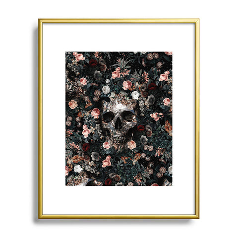 Burcu Korkmazyurek Skull and Floral Pattern Metal Framed Art Print