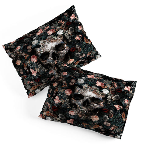 Burcu Korkmazyurek Skull and Floral Pattern Pillow Shams