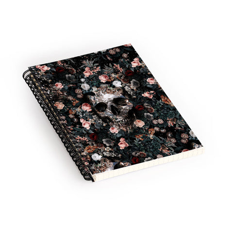 Burcu Korkmazyurek Skull and Floral Pattern Spiral Notebook