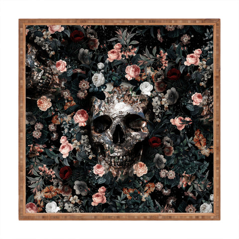 Burcu Korkmazyurek Skull and Floral Pattern Square Tray