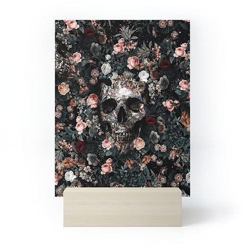 Burcu Korkmazyurek Skull and Floral Pattern Mini Art Print
