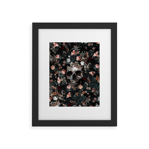 Burcu Korkmazyurek Skull and Floral Pattern Framed Art Print